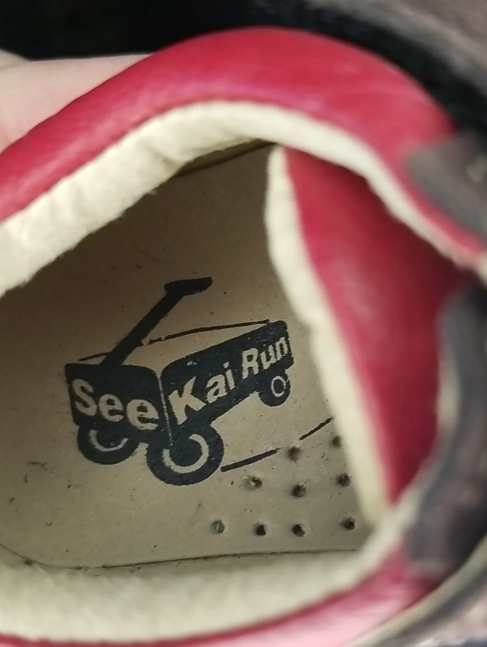 See Kai Run Toddler Red Leather and Brown Suede Leather Sneakers Size 4